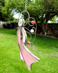 Breast Cancer Awareness Stained Glass Angel Window Suncatcher / Ornament