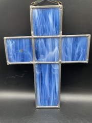 Vtg Stained Glass Cross Suncatcher