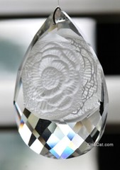 76mm Frosted Flower Pear Austrian Crystal Clear Prism Suncatcher 3″