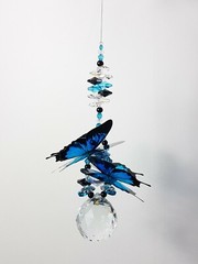 BIG Butterfly Crystal Ball Suncatcher, blue Ulysses hanging suncatchers gifts