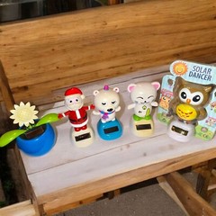 Set Of 5 Solar-Powered Dancing Figures: Santa Polar Bear Cat Owl & Flower (DB3)