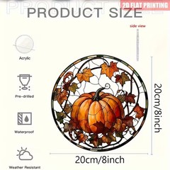 SET OF 2 – 2D Flat Acrylic 3 Pumpkins/ Squirrel hanging catcher 7.8″ Round