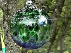 Hanging Glass Ball 4″ Blue & Green Speckled (1) Friendship Ball HB71