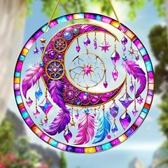 Moon Dream Acrylic Suncatchers Decorative Hanging Moon Phase Wall Board Gift