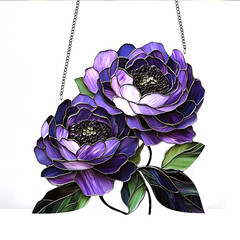 SUNCATCHER Purple 2D Acrylic Peony Indoor/Outdoor Decoration (8″x8″)