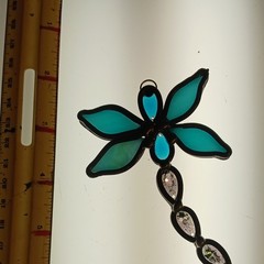 Handcrafted Blue And Green Stained Glass Dragonfly Suncatcher