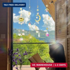 4PK Crystal Suncatcher for Windows Hanging Decor, Prism Sun Catcher with Chain a