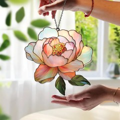 Light Pink Peony Flower Suncatcher Acrylic Window Decor Gift
