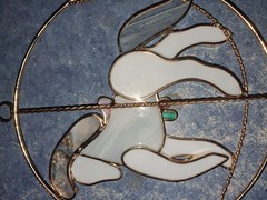 Vntg Merry-Go-Round Carousel Horse Gold Iridescent Stained Glass Suncatcher