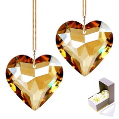 Champagne Heart Crystal Suncatcher 2pc Prism for Windows, Rainbow Maker Gift