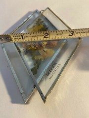 Double Diamond Glass Light catcher by Linda Hangs & dried flowers in purple yell