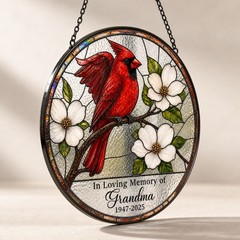 Memorial Suncatcher Personalized Cardinal Stained Glass Window Decor
