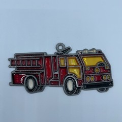 Fire Engine Truck Suncatcher Enamel Stained Glass Firetruck Department 4” Size