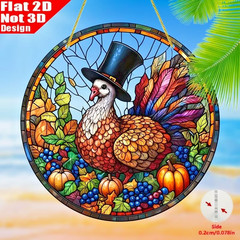 2D Flat Acrylic Fall Thanksgiving Turkey 8″ Window Suncatcher. Window Decor