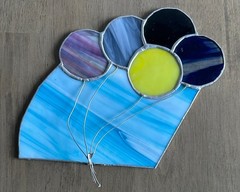 Vintage Bouquet of Balloons Stained Glass Suncatcher 10.5 x 9.5”
