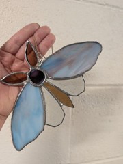 Stained Glass Moth Suncatcher Hand Crafted Art by Jennifer Moorhouse