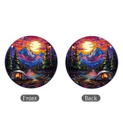Sunset Camping In The Mountains Suncatcher Double Sided Round Acrylic Decor