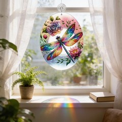 Dragonfly Glass Suncatcher, Handcrafted Window Decoration