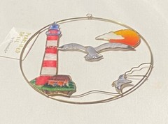 Pearlized Shell suncatcher lighthouse 6″