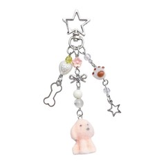 Soft Flocking Korean Couple Dog Pendant Keychain for Mobile Devices and Keys