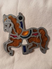 Vintage Carousel Horse Suncatcher Ornament 4″ Long X 3.75″ Tall