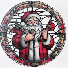 New Suncatcher Santa Claus Christmas 8″ Round Combined Shipping Gift