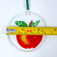 Richmond Glass Works Red Apple Suncatcher Ornament ~ Fused Glass 2.5″ Handmade