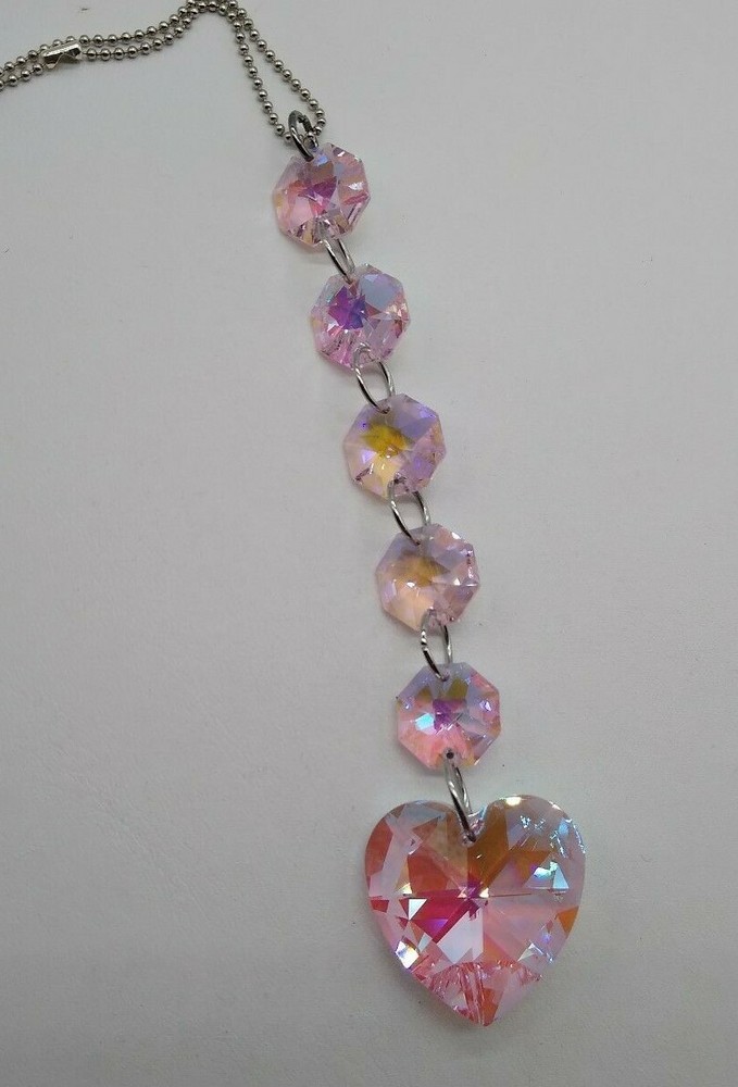 Handmade w/ Swarovski Crystal Rosaline Blue AB Heart & Octagon Suncatcher/ Prism