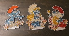 Lot Of SMURF Suncatcher Ornament Hand Painted Plastic set