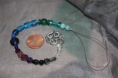 Glass & Semi-Precious Beaded Omkara/Om Sun Catcher Window Dangler Pewter Charm