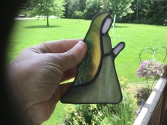 Vintage Stained Glass Mother Mary Sun Catcher 4.75” x 3”