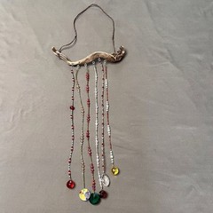 Handmade Driftwood Sun Catcher W/ Glass/Plastic Prisms/Beads Holiday 9×28” Boho