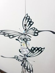 Butterfly crystal suncatcher gift, black & clear prisms Handmade in Australia