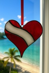 Suncatcher Stained Glass Dive Flag Heart