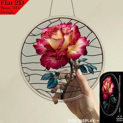 Bicolor Rose Acrylic Suncatcher Valentine’s Day Window Hanging Ornament Gift