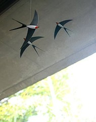 3 Swallow Hanging Mobile – 20 Inches – Premium-Grade Cardstock – Handmade in Den