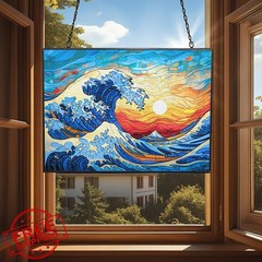 HYPESTYLE Ocean Wave Suncatcher 9.4×7.1 Stained Glass