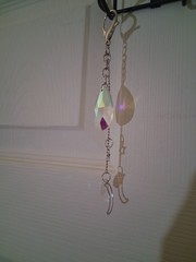Handmade Car Charm/keychain Metal & Crystal Hanging Suncatcher Moon Charm Silver