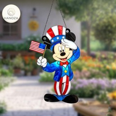 Patriotic Mickey 4th of July American Flag 250th Flat Acrylic Suncatcher