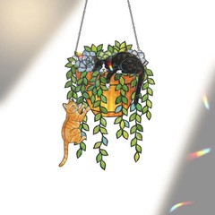 Custom Cat Breed Suncatcher: Hologram Acrylic Window Hanging, Plant Pot