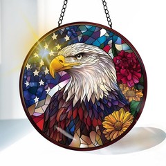 Eagle Sun Catcher Stained Glass Window Ornament for Home Garden Decor