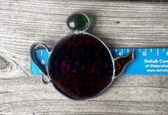 Vintage Stained Glass Suncatcher Window Decor Tea Pot Orange Green Purple