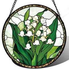Lily of the Valley Stained Glass Suncatcher – 7.9″ Window Garden Decor