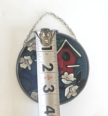 Joan Baker Designs Blue Bird Birdhouse Garden Hand Painted Glass Suncatcher 3.5″