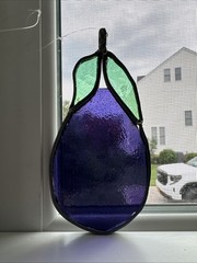 VTG Stained Glass Leaded EGGPLANT Sun Catcher ~ Handmade