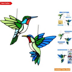 Handmade Hummingbird Stained Glass Suncatchers – Charming Gift for Bird Lovers