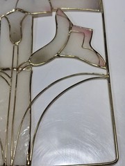 Vintage Capiz Shell Cross Lily Suncatcher Window Hanging Philippines