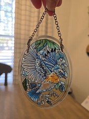 AMIA Sun Catcher Bluebird 4.5 Inch Oval Window Decor