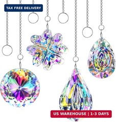 HDCRYSTALGIFTS 4pcs Crystal Suncatchers for Window Hanging Sun Catchers Indoor R