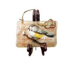 Fused Glass Bird On A Limb Wall Plaque Suncatcher On A Leather String